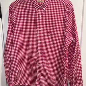 Burberry Red and White Gingham Men's Shirt